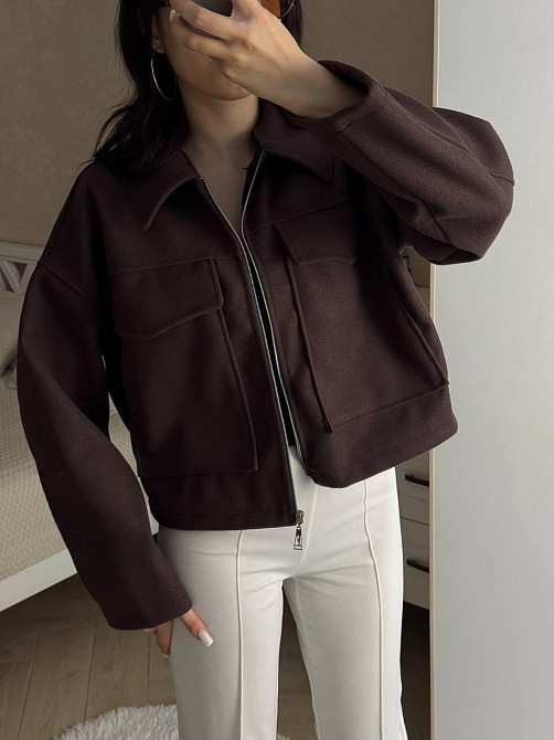 Женский повседневный оверсайз бомбер на молнии турецкий кашемир Шоколад Одесса - изображение 1