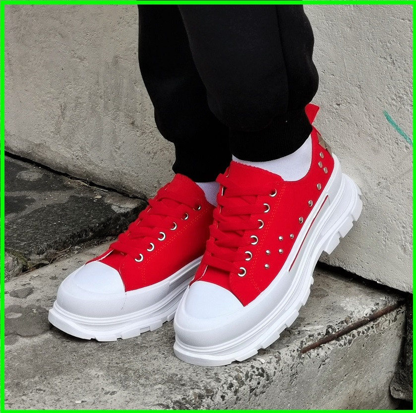 Женские Кроссовки Кеды на Танкетке Красные Слипоны Мокасины на Платформе (размеры: 36,37,38,39) - 33-3 Днепр - изображение 4