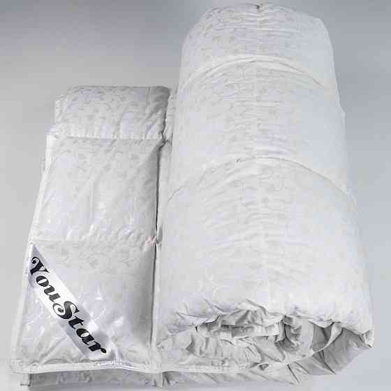 Полупуховое Евро одеяло YouStar 50% пух 50% перо, Тик, размер 200х220 см (Серебро) Сумы