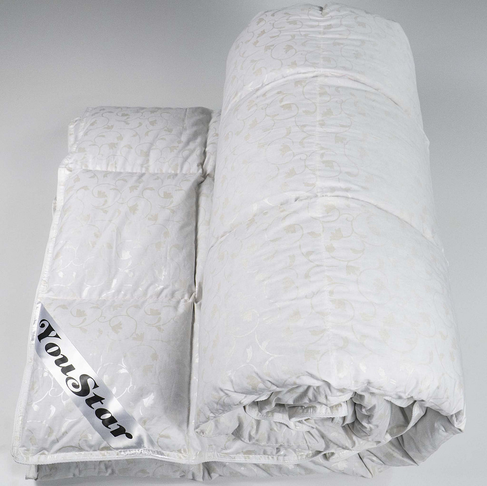 Напівпухова Евро ковдра YouStar 50% пух 50% перо, Тік, розмір 200х220 см (Срібло) Суми - фото 3