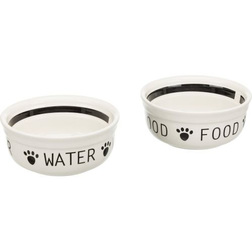 Миски Trixie для собак Eat on Feet подвійні на металевій підставці біла/чорна керамічні 2x600 мл/15 см Київ - фото 4