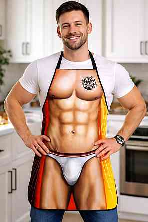 Фартук мужской с приколом с принтом мускулистого торса 73 на 57 см разноцветный Киев