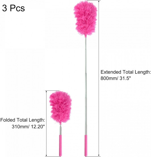 Щетка для уборки пыли пипидастр телескопическая (малиновый) Винница - изображение 2