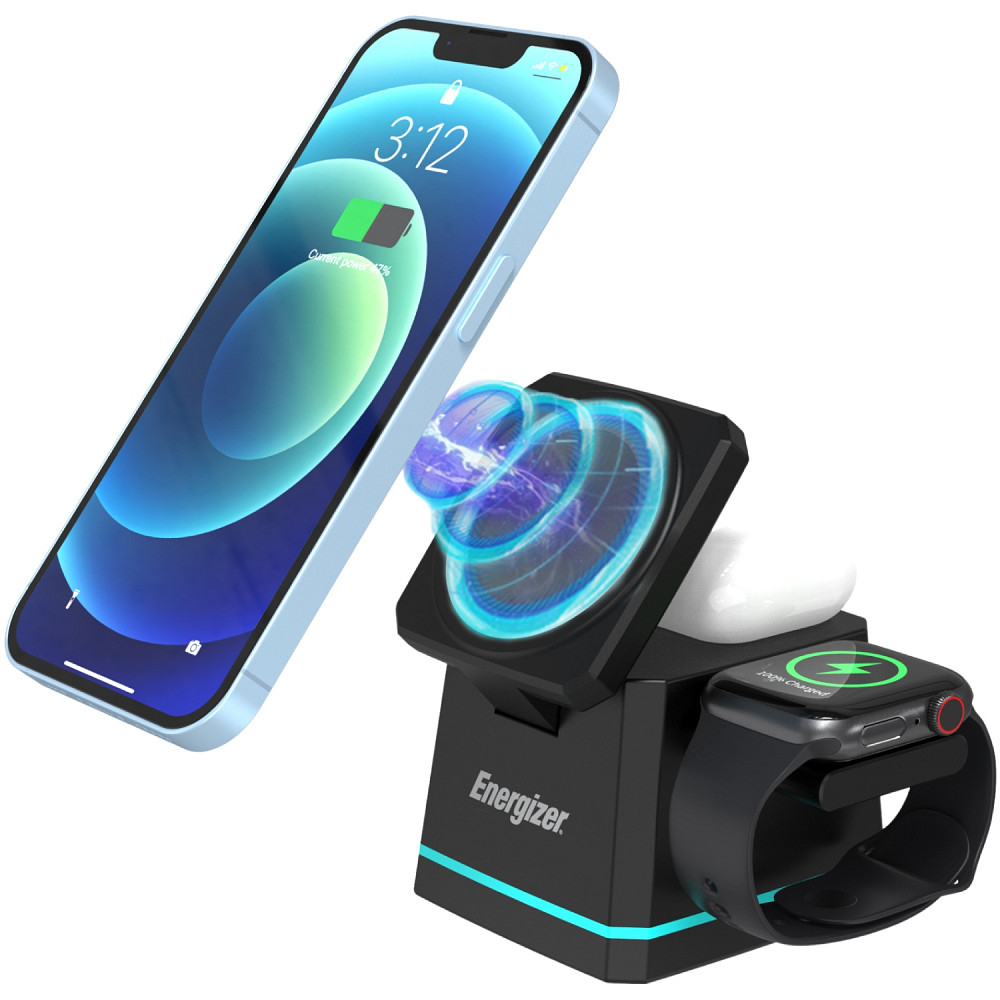 Зарядний пристрій 15W 3-in-1 Magnetic Wireless Fast Charger black Energizer Винница - изображение 3