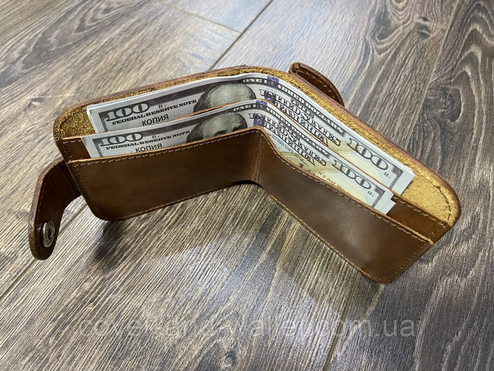 Компактный мужской кошелек коричневого цвета ручной роботы Lumberjack style Киев - изображение 5