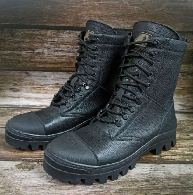 Военные мужские берцы КИБОРГ демисезонные черные кожаные тактические берцы прошить и проклеены Львов - изображение 8