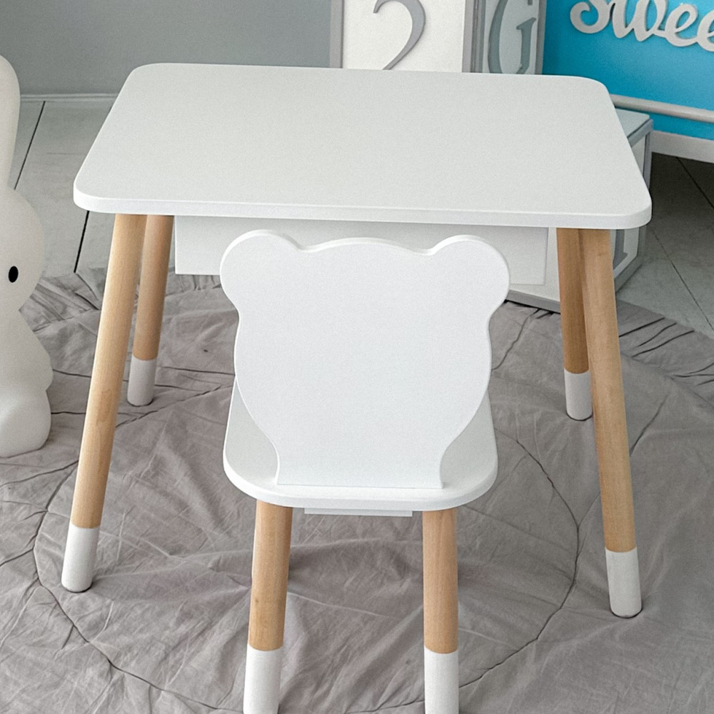 Дитячий столик і стільчик ведмедик білий. Столик із шухлядою для олівців і розмальовок 36095 Київ - фото 5