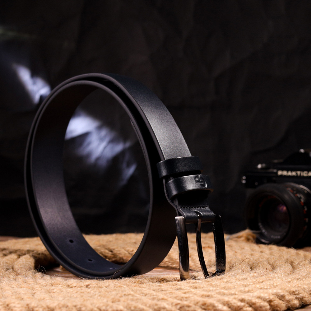 Добротний чоловічий ремінь під штани з натуральної шкіри Grande Pelle 21453 Синій Київ - фото 8