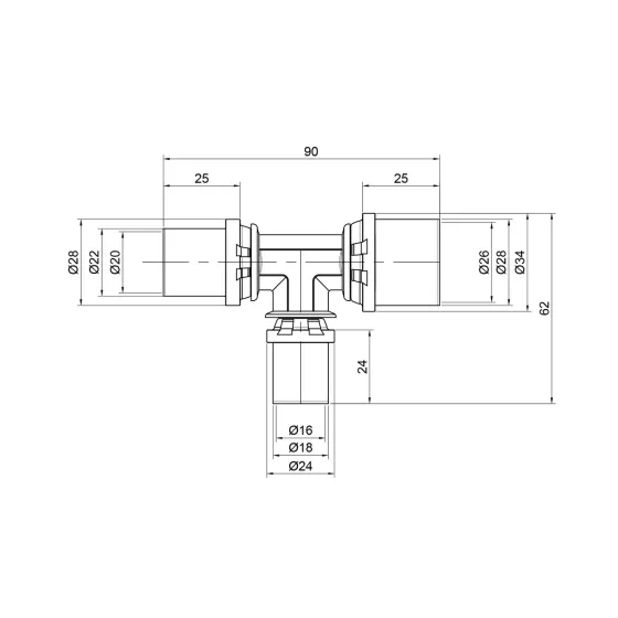 Трійник прес Icma 20х16х26 No406 Київ