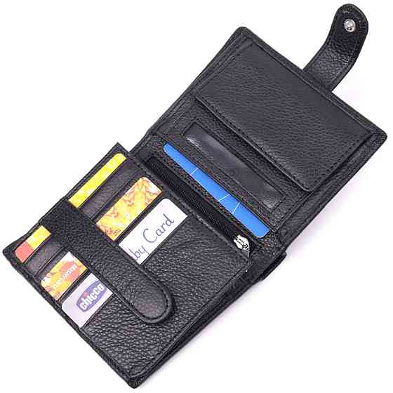 Вертикальный мужской бумажник из натуральной кожи ST Leather 22479 Черный Киев