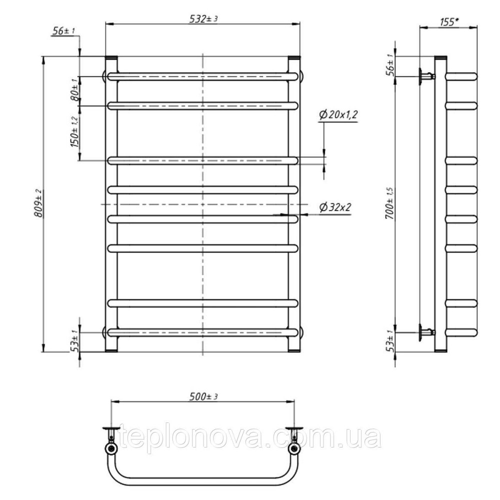 Полотенцесушитель Симфония 500х800 Черновцы - изображение 3