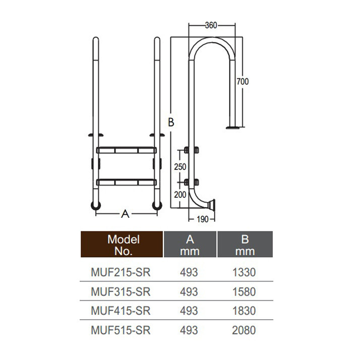 Лестница для бассейна Emaux Muro MUF415-SR (4 ступени). AISI-304 Киев - изображение 2