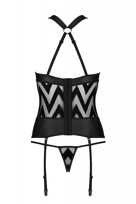 Корсет с геометрическим орнаментом и стринги HIMA CORSET black S/M - Passion Sex Aura Киев - изображение 4
