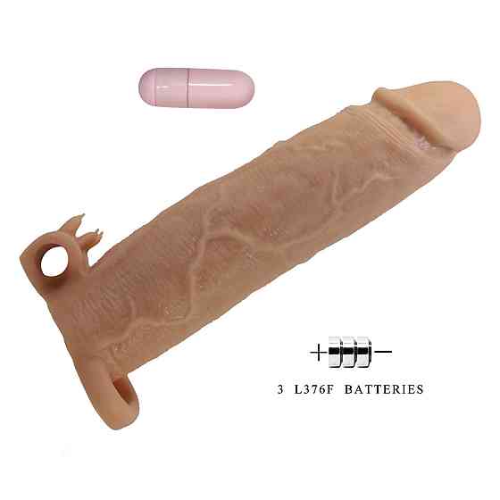 Насадка на пеніс з вібро PRETTY LOVE- Xerxes – Penis Sleeve with Vibrating Ring, Flesh Color, 22 cm Sex Aura Київ