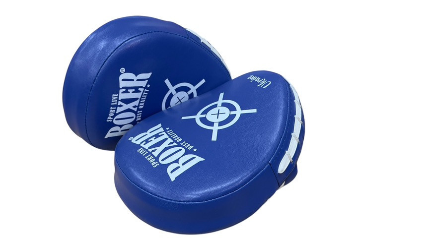 Лапи боксерські ергономічні (гнуті) BOXER NEW 2013-N1,  шкірзам Вишневе - фото 1