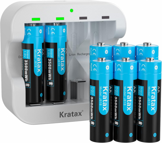 Акумуляторні батарейки Kratax AA (8 шт) 3500 mWh 1.5V Li-ion + Швидка зарядка | 1600 циклів | Для контролерів та іграшок Київ