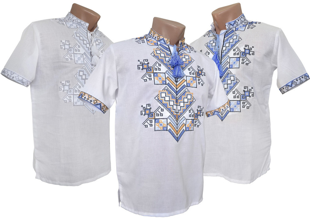 Чоловіча вишиванка на домотканому полотні в білому кольорі. Київ - фото 1