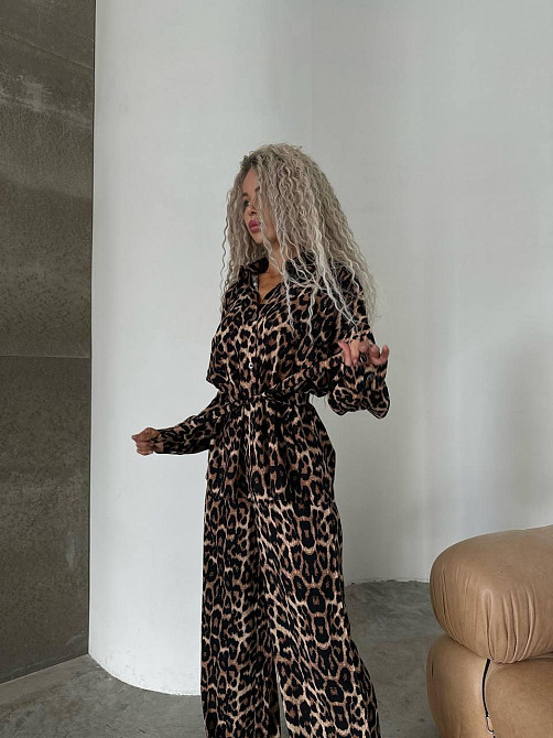 Стильний повсякденний костюм натуральний штапель Коричневий, 42/44 Одеса - фото 1