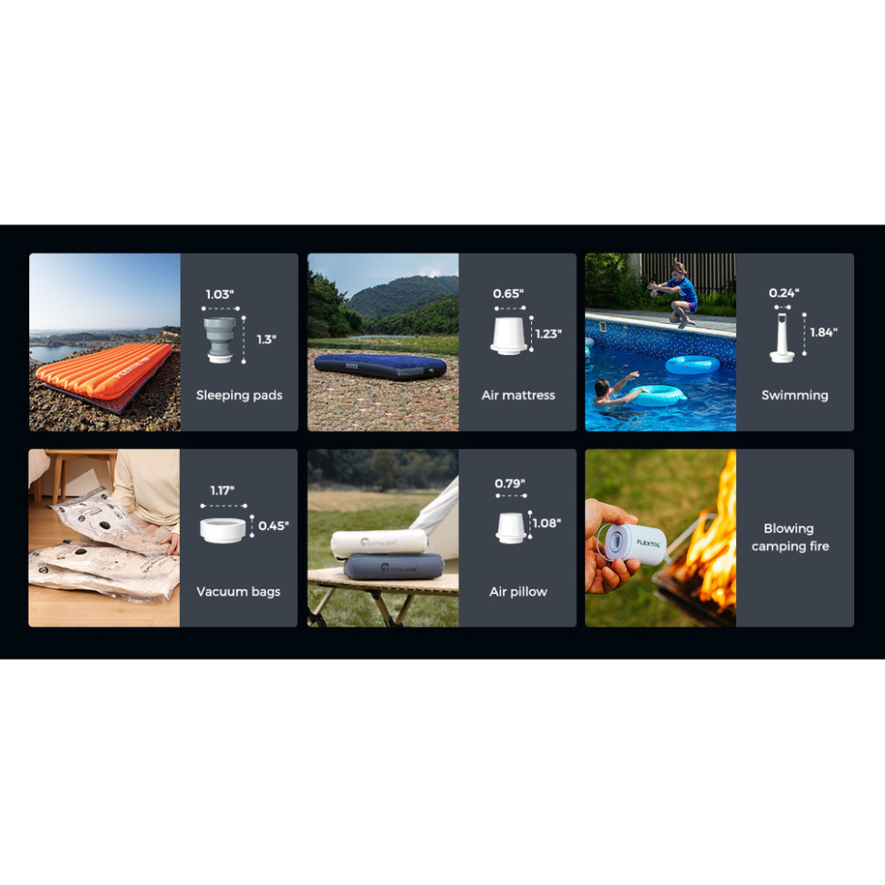 Насос-ліхтар кемпінговий Flextail Tiny Pump 2X, чорний Киев - изображение 7