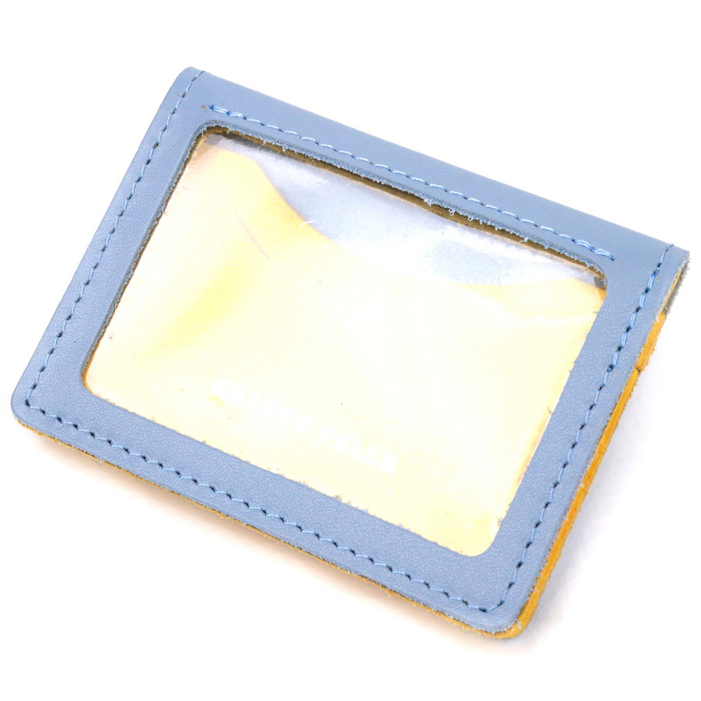 Оригинальная кожаная обложка на документы комби двух цветов Сердце GRANDE PELLE 16707 Желто-голубая Киев - изображение 9