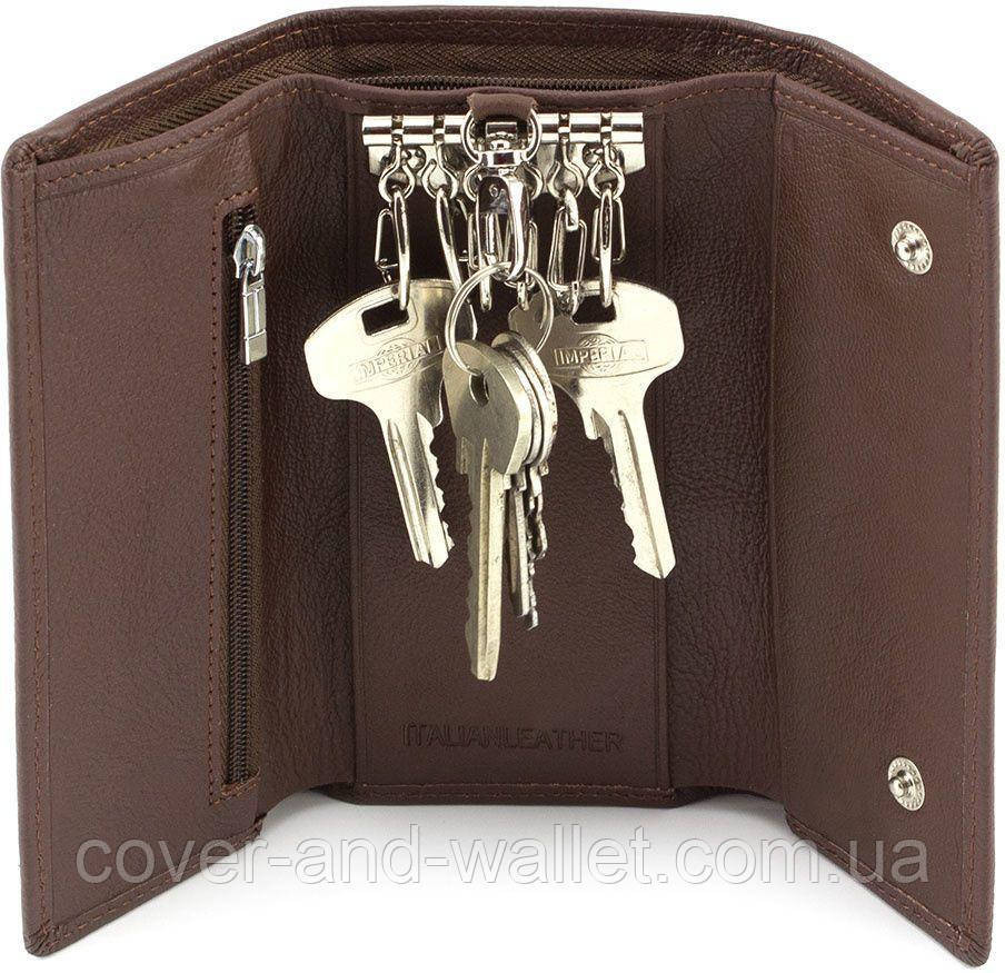 Большая ключница из гладкой кожи коричневого цвета ST Киев - изображение 4