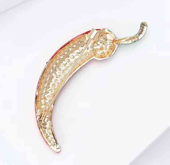 Брошь в виде перца чили со стразами декоративная брошь красный перец аксессуар Киев