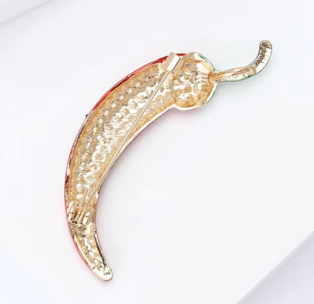 Брошь в виде перца чили со стразами декоративная брошь красный перец аксессуар Киев - изображение 4