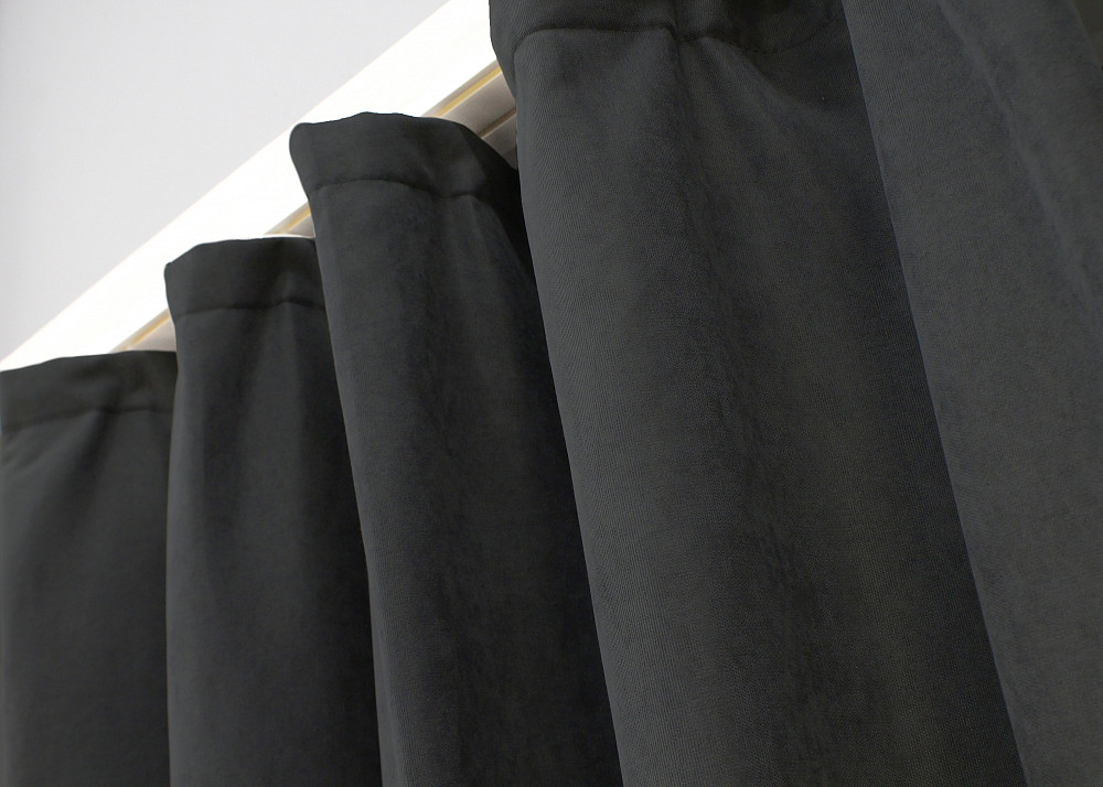 Комплект коротких штор VR-Textil Микровелюр Petek № 1495ш Темно-серый 140х170 см 2 шт (35-0209) Киев - изображение 8