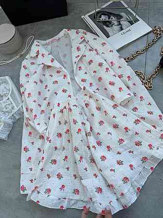 Женская принтованная пижама двойка из натурального муслина Молочный 3, 44/46 Одесса