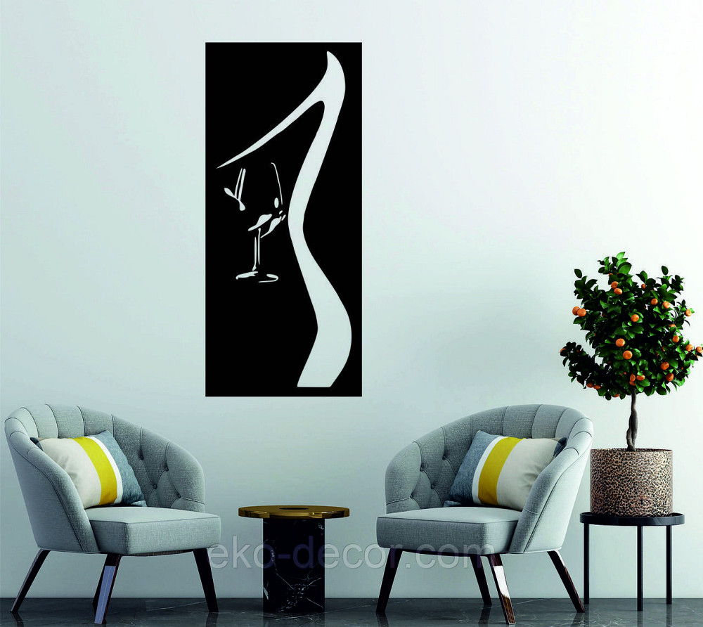 Декоративное настенное Панно «Силуэт женщины», Декор на стену 70*30 см, Черный Киев - изображение 3
