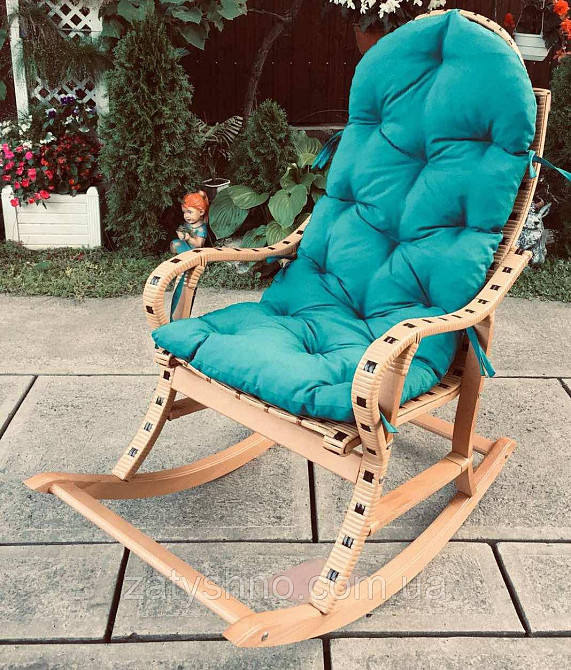 Кресло качалка с накидкой | кресло-качалка с подставкой для ног | кресло качалка на подарок Киев - изображение 2