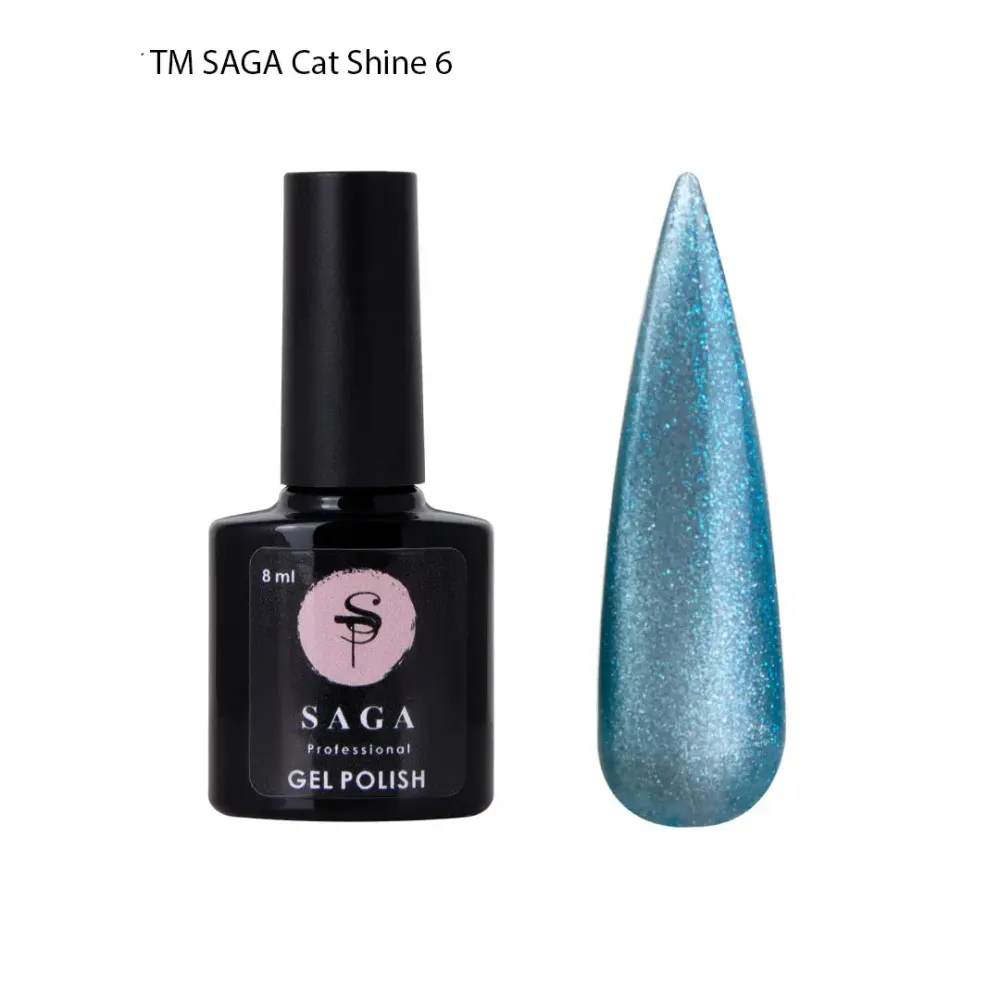Гель лак кошачий глаз хрустальная кошка №6 Saga Cat Shine Silver 8ml Киев - изображение 1