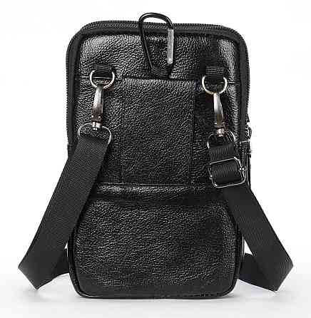 Невелика шкіряна поясна сумка Vintage 20359 Чорний Київ