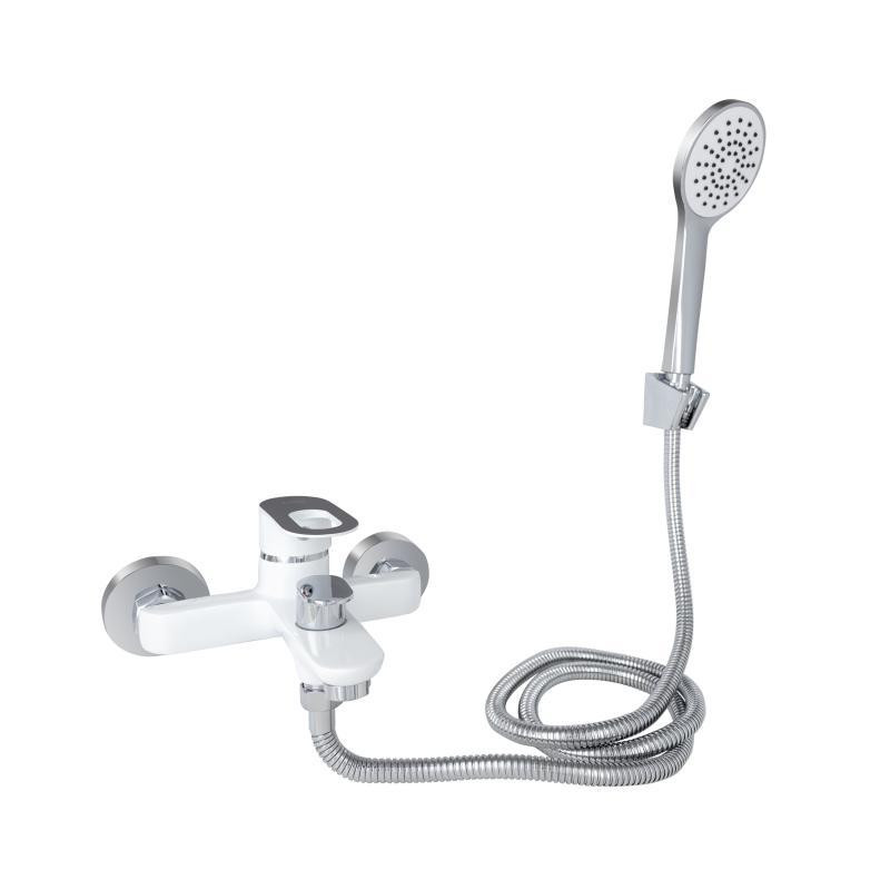 Змішувач для ванни з душовим гарнітуром Lidz Latwa 006 білий/хром Київ - фото 1