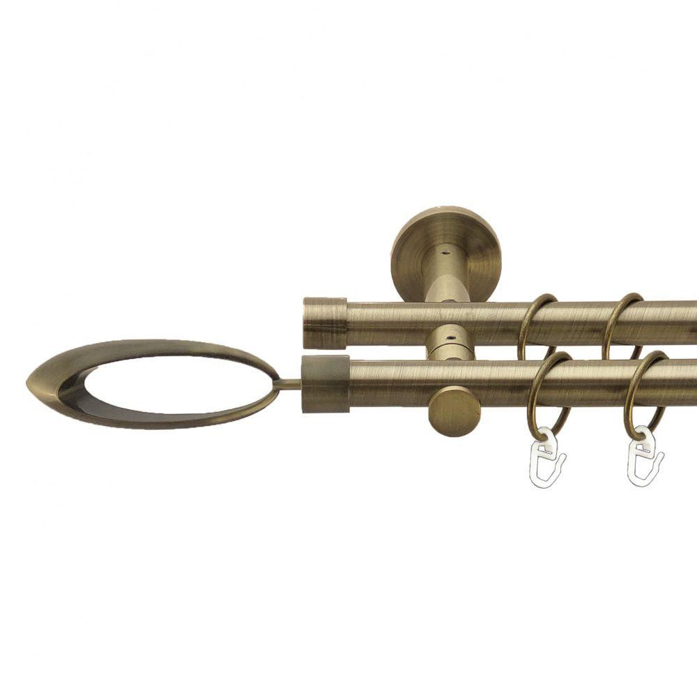 Карниз Orvit Венеція металевий дворядний реверсивний гладка труба кільце металеве Антик 19\19 мм 300 см (00-00013343) Львів - фото 1