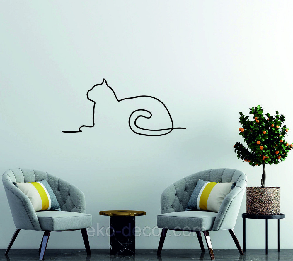 Декоративное настенное 3D Панно «Кот» Декор на стену с объемом 90*41 см, Черный Киев - изображение 4