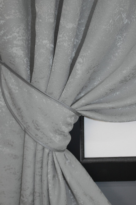 Комплект коротких штор VR-Textil Льон мармур Pavliani № 1179ш Сірий 130х170 см 2 шт (35-0067) Київ - фото 4