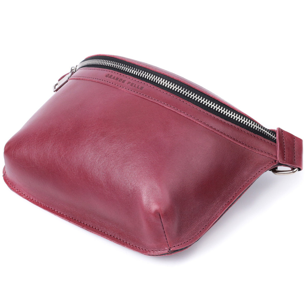 Красива бананка для жінок з натуральної шкіри Рожевий (GRANDE PELLE) Київ - фото 10