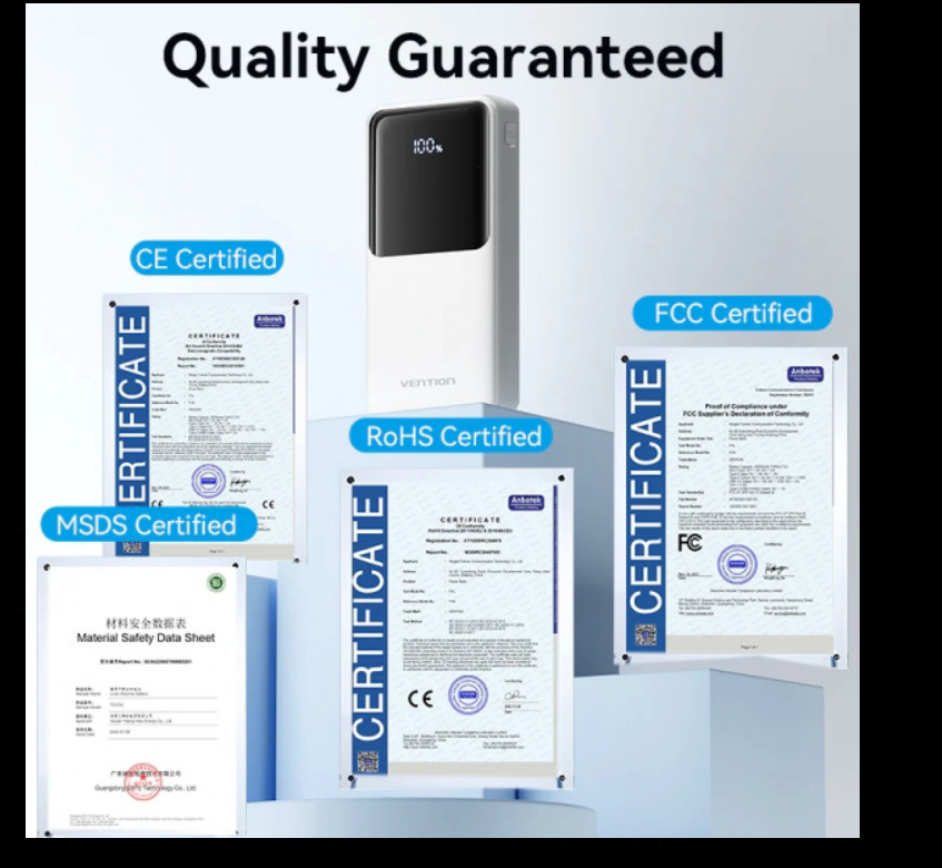 УМБ Vention 20000mAh 22.5W 3A,PD,QC 3.0,Micro-USB,USB-C,2xUSB-A,Built-in USB-C+Lightning Cables Whit Київ - фото 5