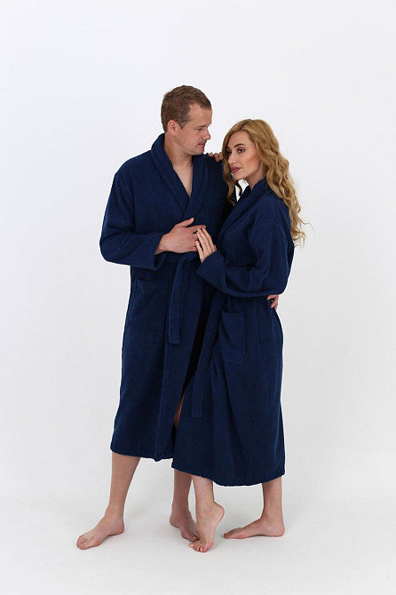 Жіночий халат Ideal Textile банний махровий Темно-синій S (56860762) Чернівці - фото 2