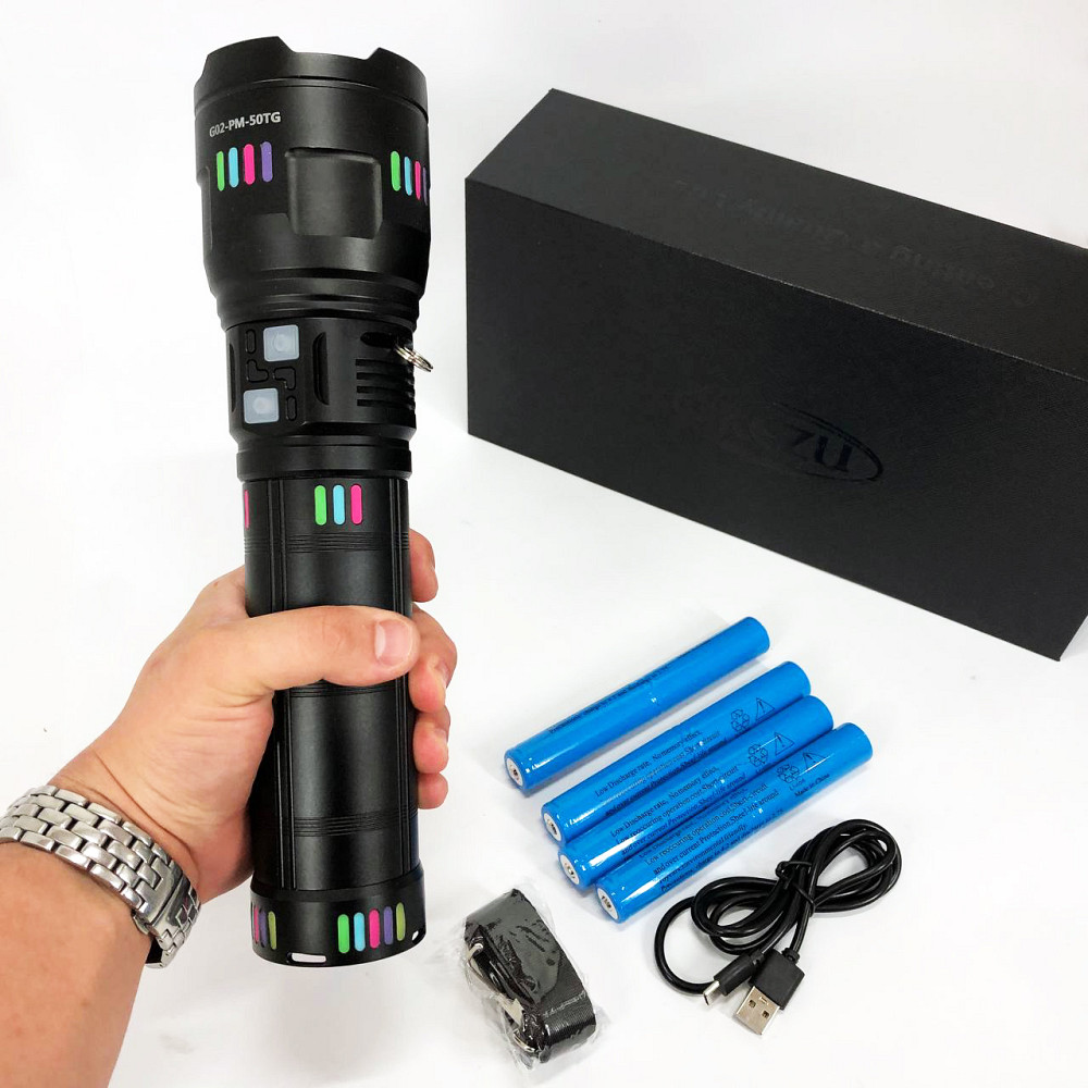 Ручной фонарик cob G02-PM60-TG, Ручной светильник с мощным лучом Фонарь металлический XI-15 Львов - изображение 2