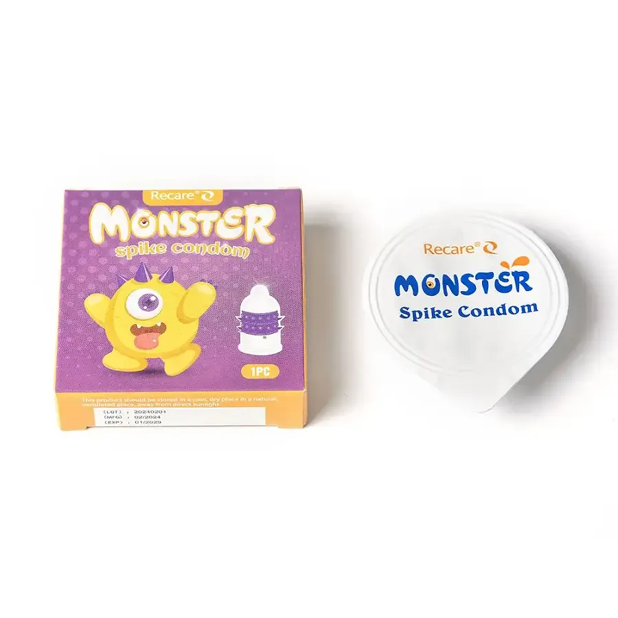 Насадка на член Recare Yellow Monster Spike Condom (презерватив с рядами пупырышков и шипов) Львов - изображение 4