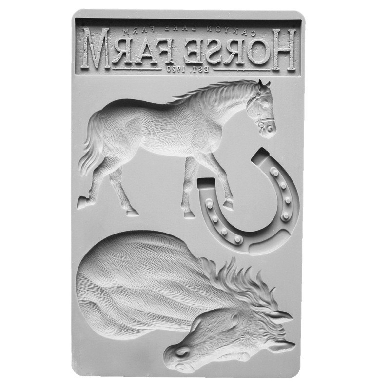 Молд силиконовый Лошадь и подкова 203 на 128 мм серый Киев - изображение 3