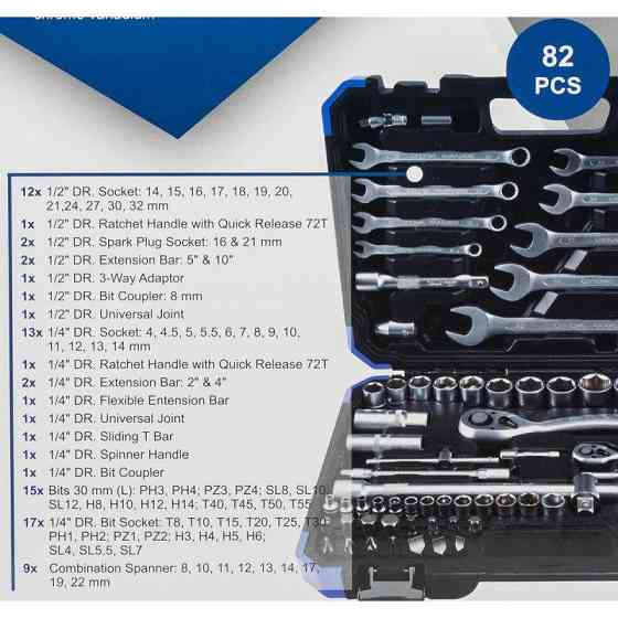 Набір інструментів 82 предмета 1/2'', 1/4'' SCHEPPACH SCH-4821-5 Одеса