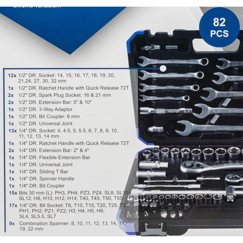 Набір інструментів 82 предмета 1/2'', 1/4'' SCHEPPACH SCH-4821-5 Одеса - фото 2