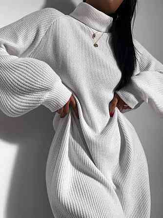 Женское стильное объемное теплое платье плотное Ангора вязкая Молочный Одесса