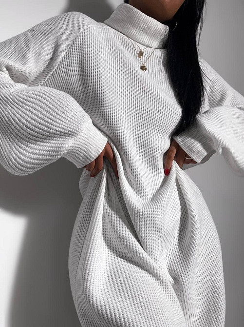 Женское стильное объемное теплое платье плотное Ангора вязкая Молочный Одесса - изображение 1