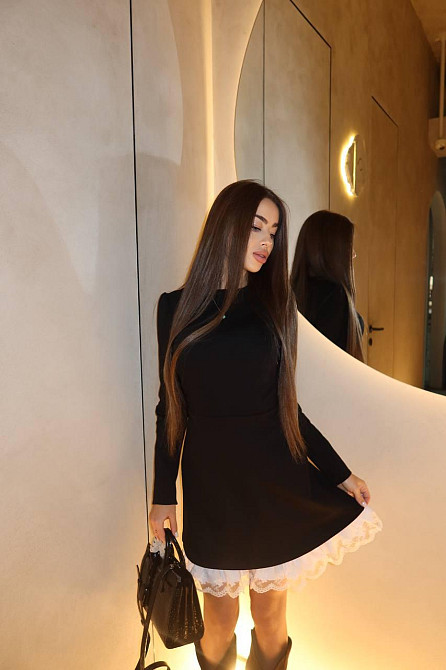 Жіноча приталена сукня з мереживом трикотаж Alex + бавовна Чорна, 44/46 Одеса - фото 3
