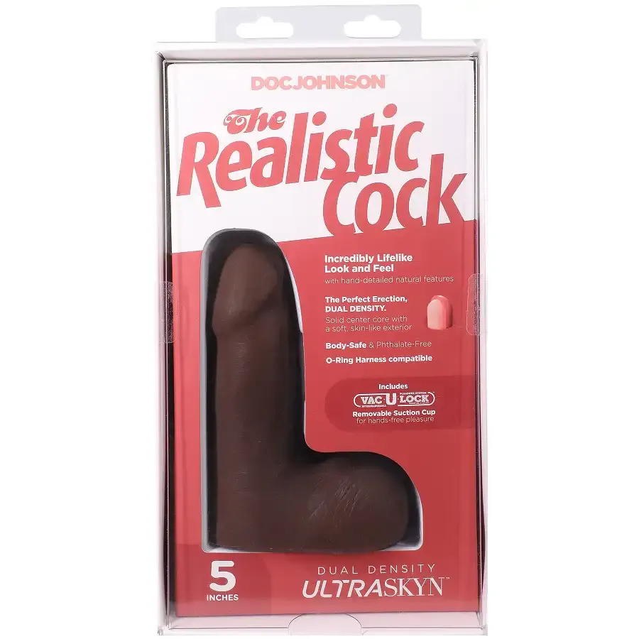 Фалоімітатор Doc Johnson The Realistic Cock ULTRASKYN - 5 Inch with Balls Chocolate Львів - фото 10