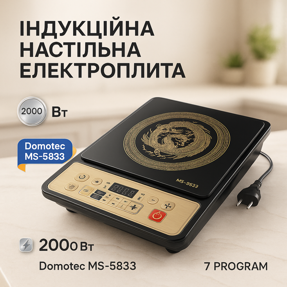 Настольная электроплита удобная Domotec MS-5833 2000Вт, Кухонная плита для маленькой кухни EB-33 Львов - изображение 16